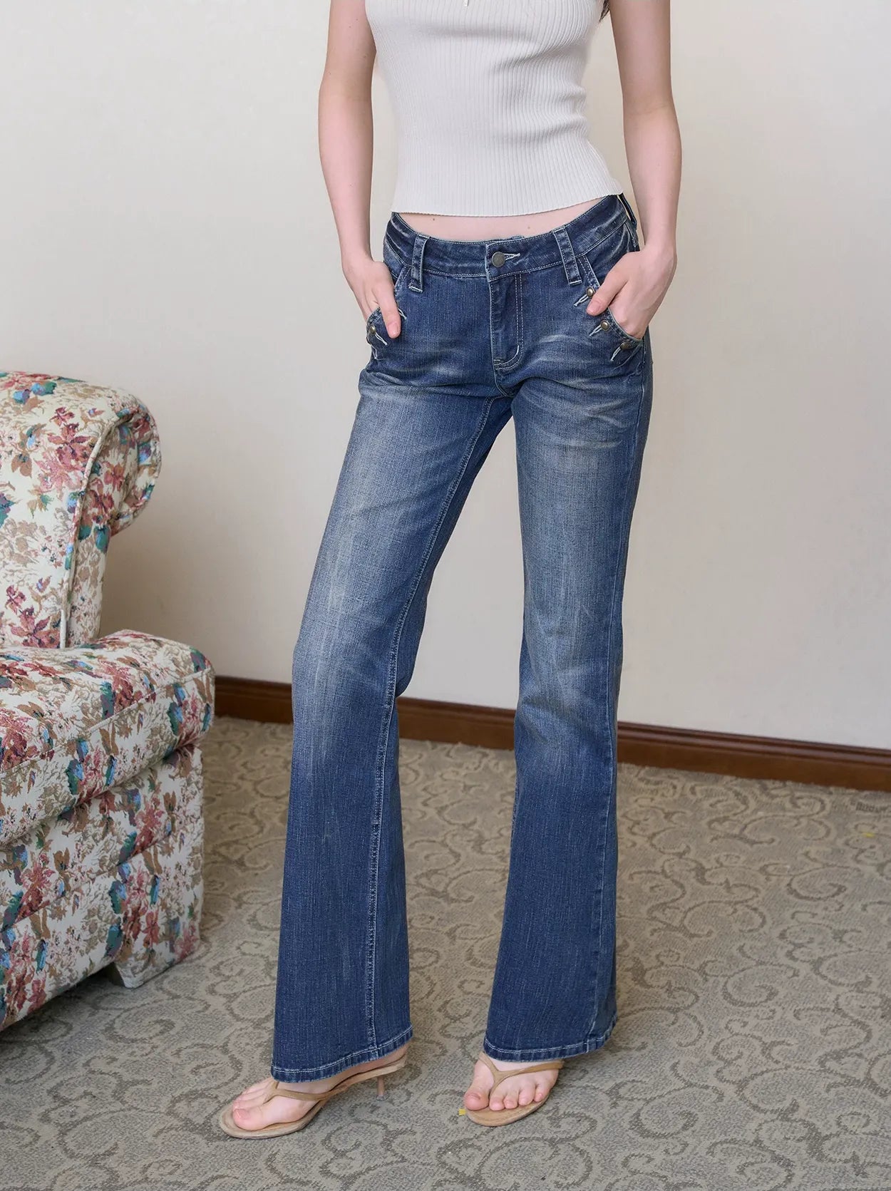 Vintage Low Rise Flare Jeans
