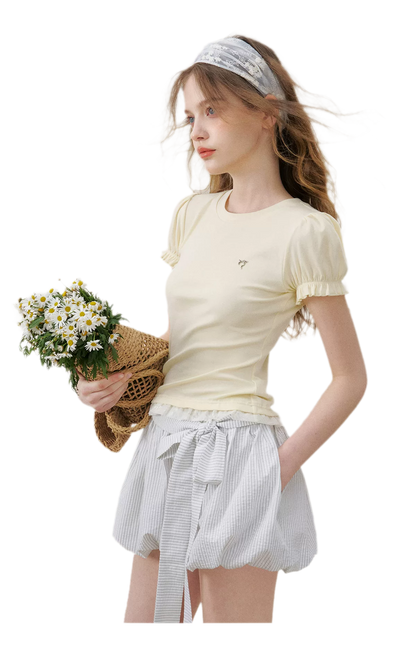Bow Tie Elastic Waist Casual Shorts