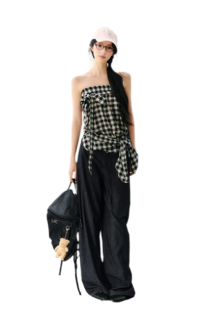 Checked Convertible Bow Top