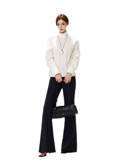 Lyocell Mock-Neck Waist Shirt