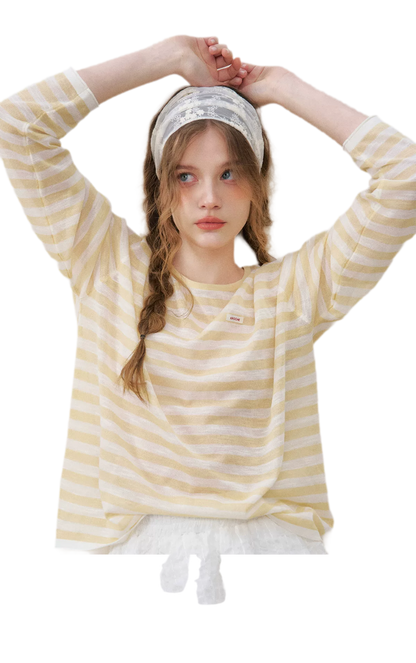 Striped Open-Back Cardigan