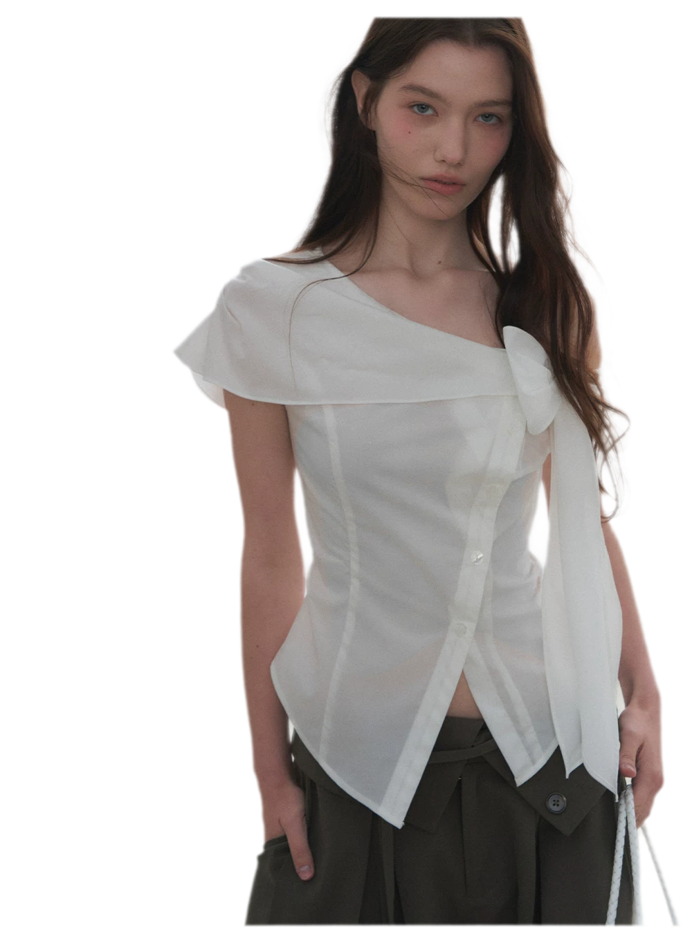 Asymmetric Bow Waist Blouse