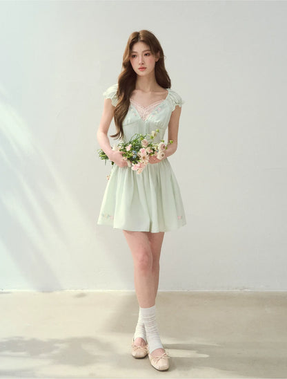 Lyocell Embroidered A-Line Dress