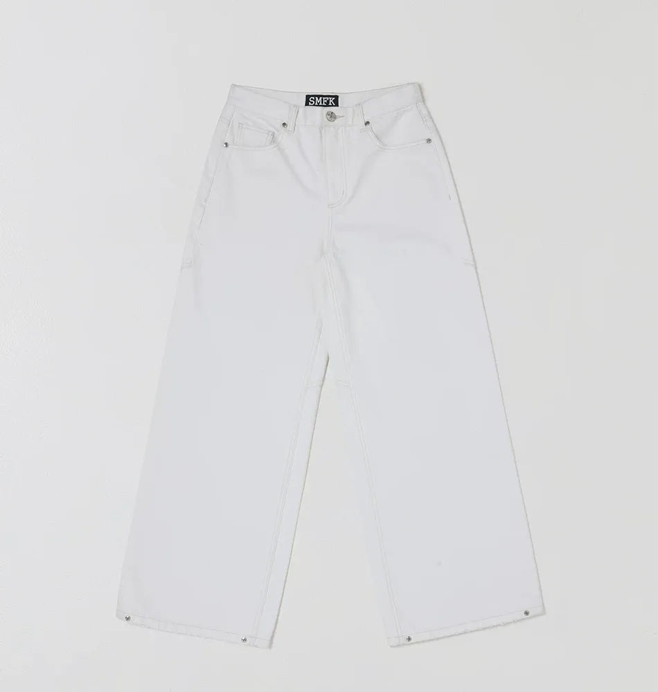 Classic Black and White Wide Leg Jeans