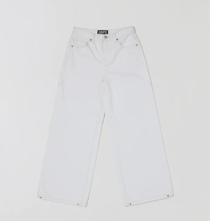 Classic Black and White Wide Leg Jeans