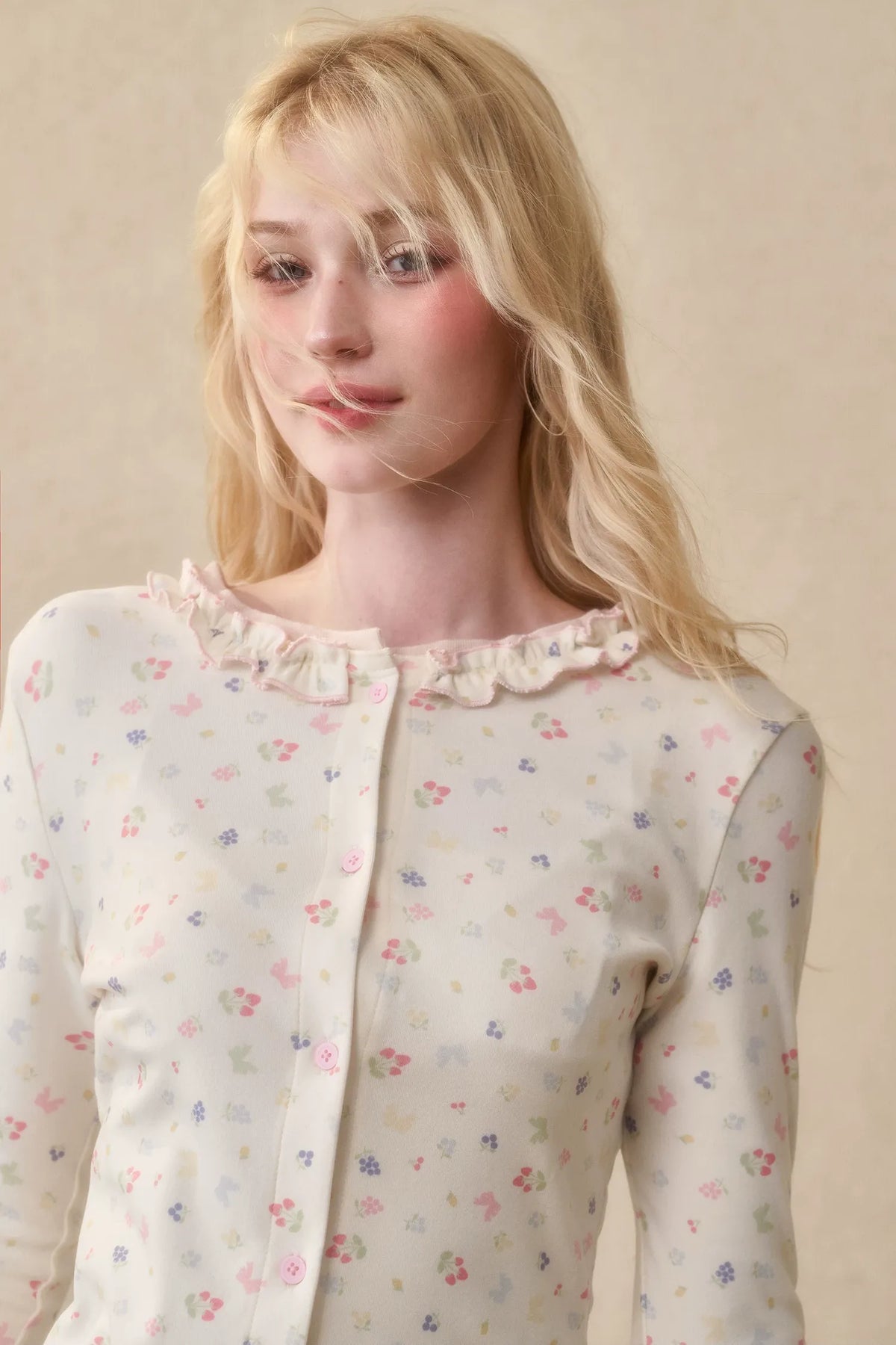 Fruit Print Layered Knit Set