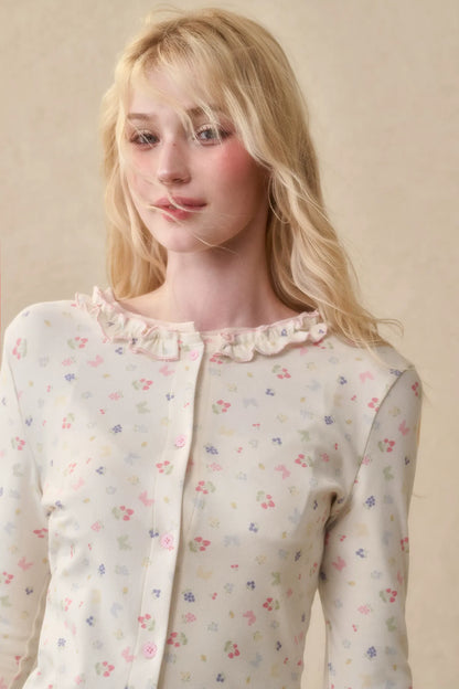 Fruit Print Layered Knit Set