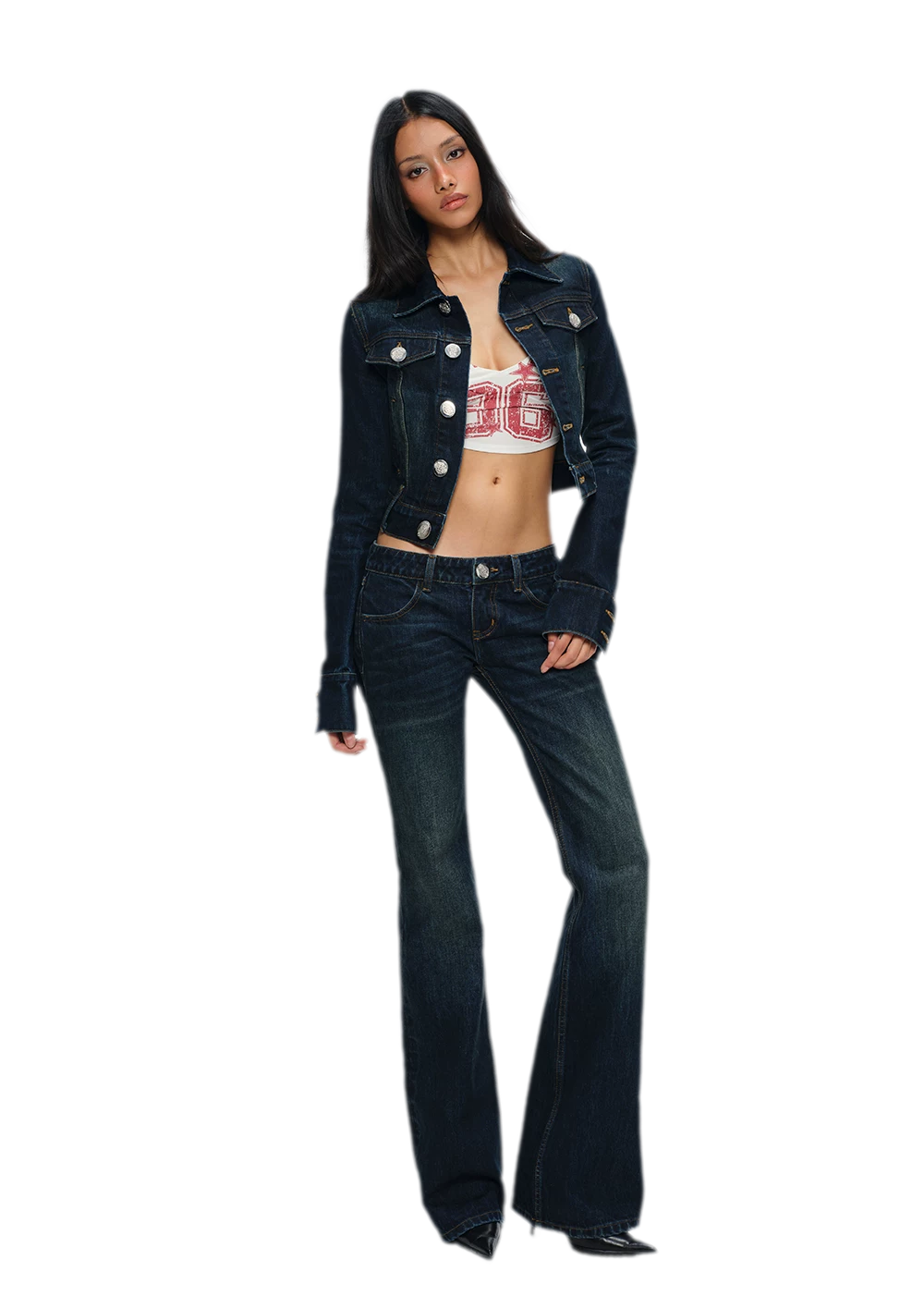 Embroidered Cropped Denim Jacket