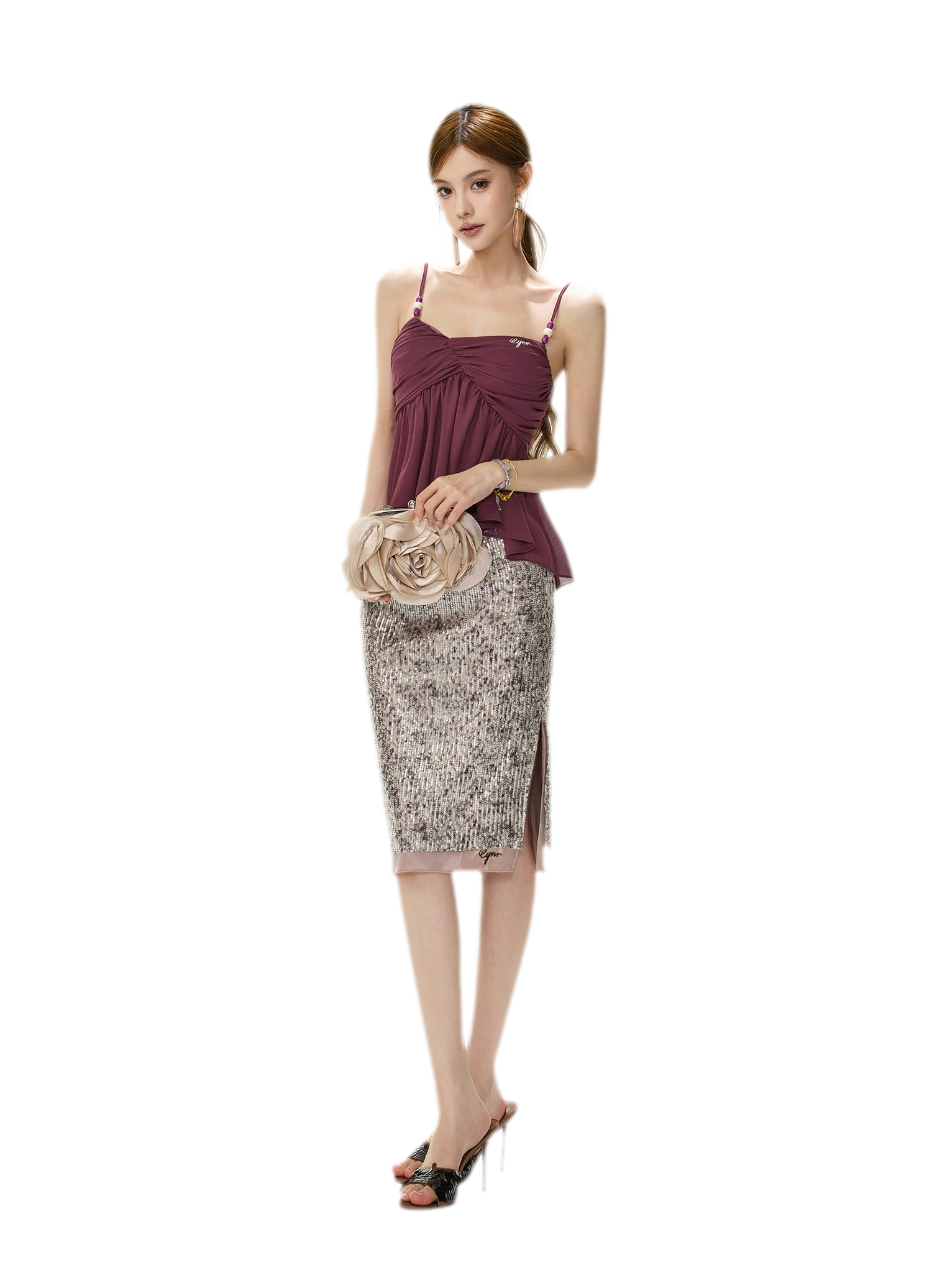 Beaded Ruffle Cami Top