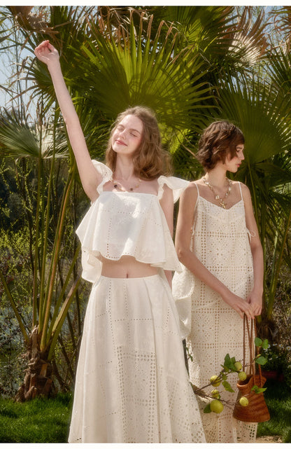 Clear White Embroidered Cotton Set