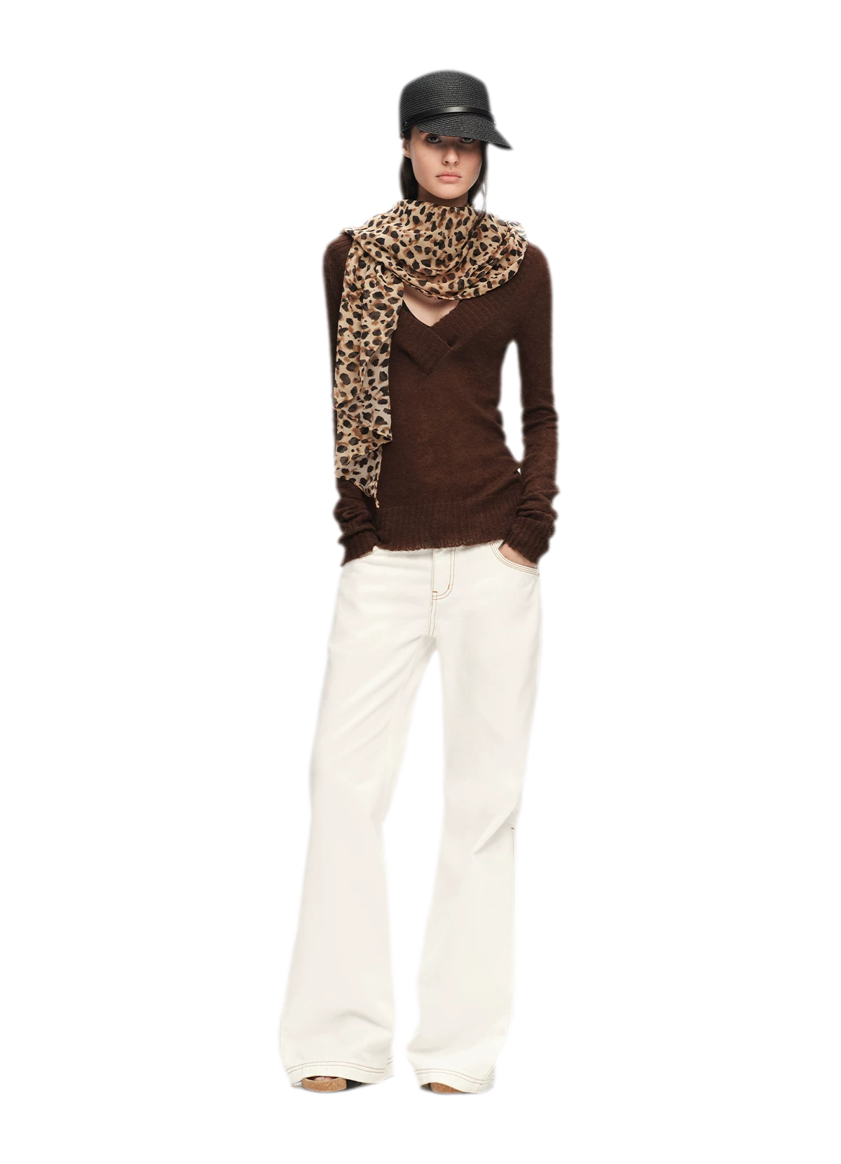 Contrast Stitch Flared Jeans