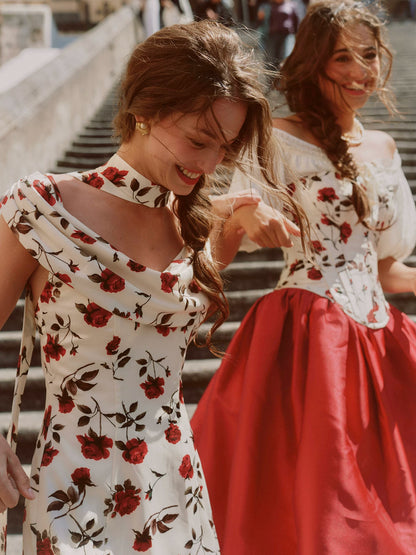 Floral Draped Maxi Dress