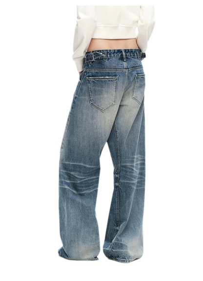 Vintage Washed Wide-Leg Jeans