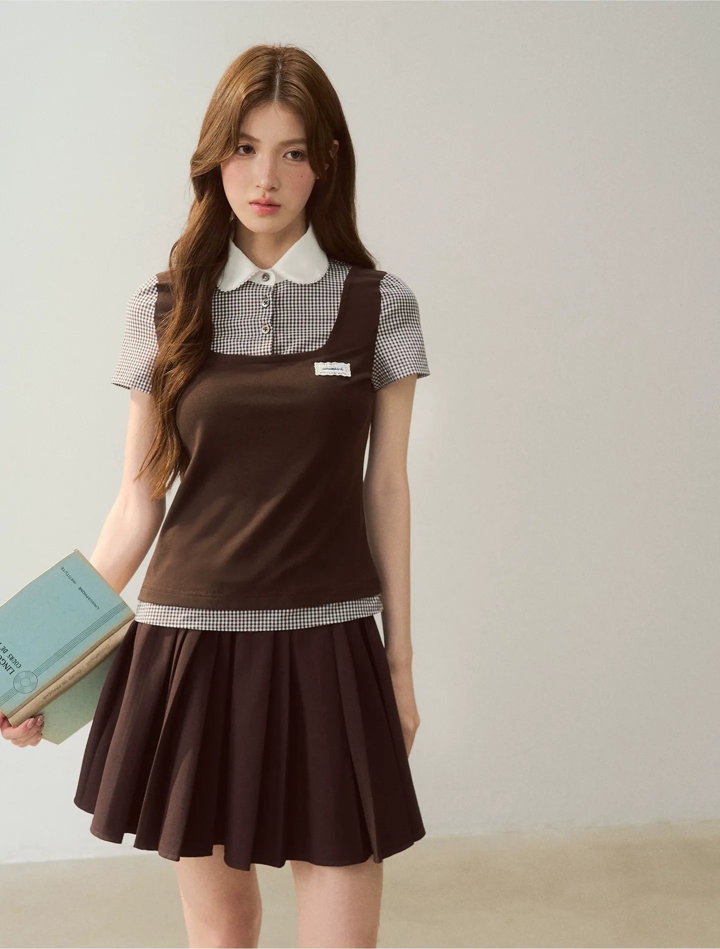 Patchwork Doll Collar Shirt