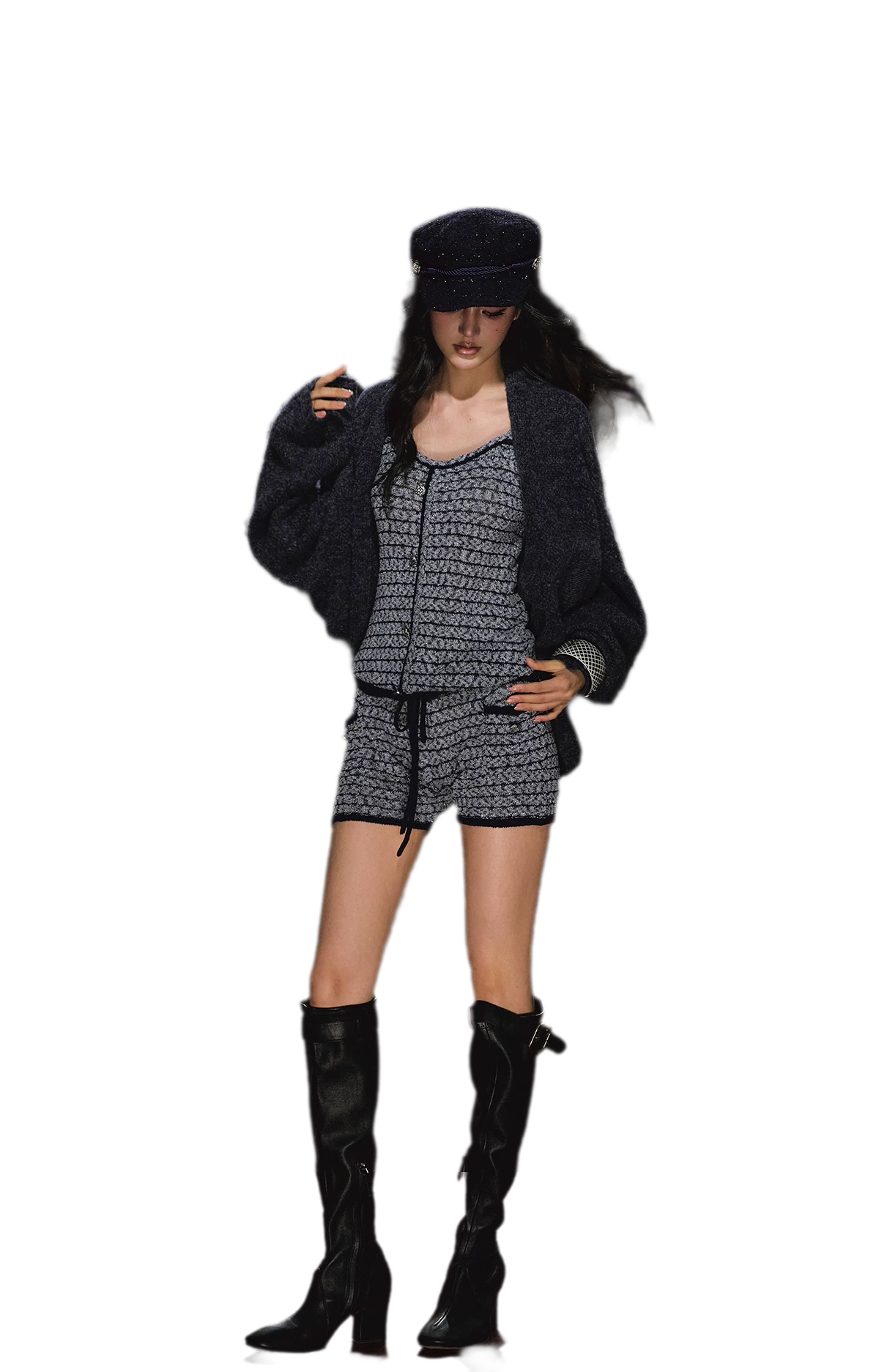 Gestreiftes Woll-Jumpsuit-Set
