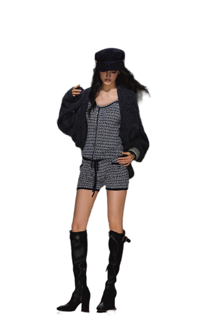 Gestreiftes Woll-Jumpsuit-Set