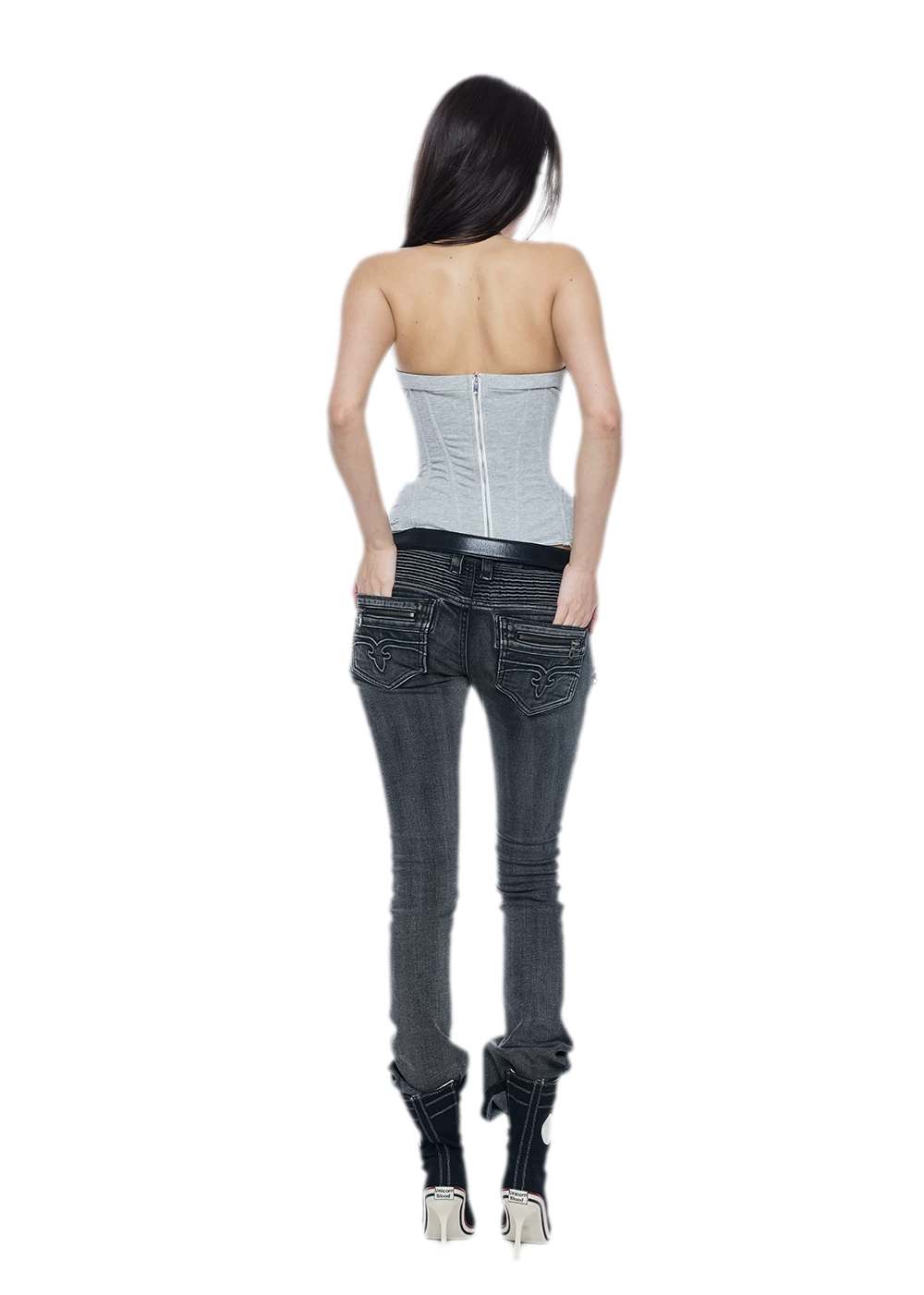 Washed Low-Rise Jeans