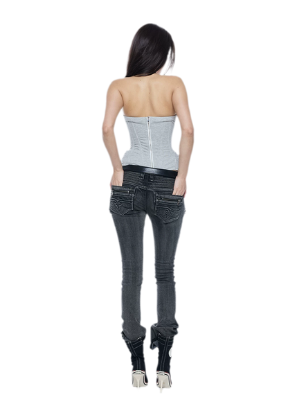 Washed Low-Rise Jeans