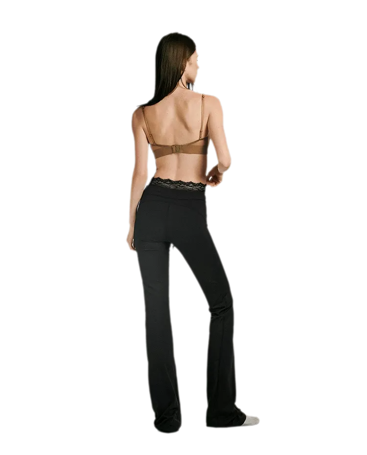 Lace Trim Slim Pants
