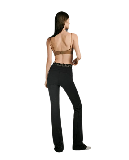 Lace Trim Slim Pants