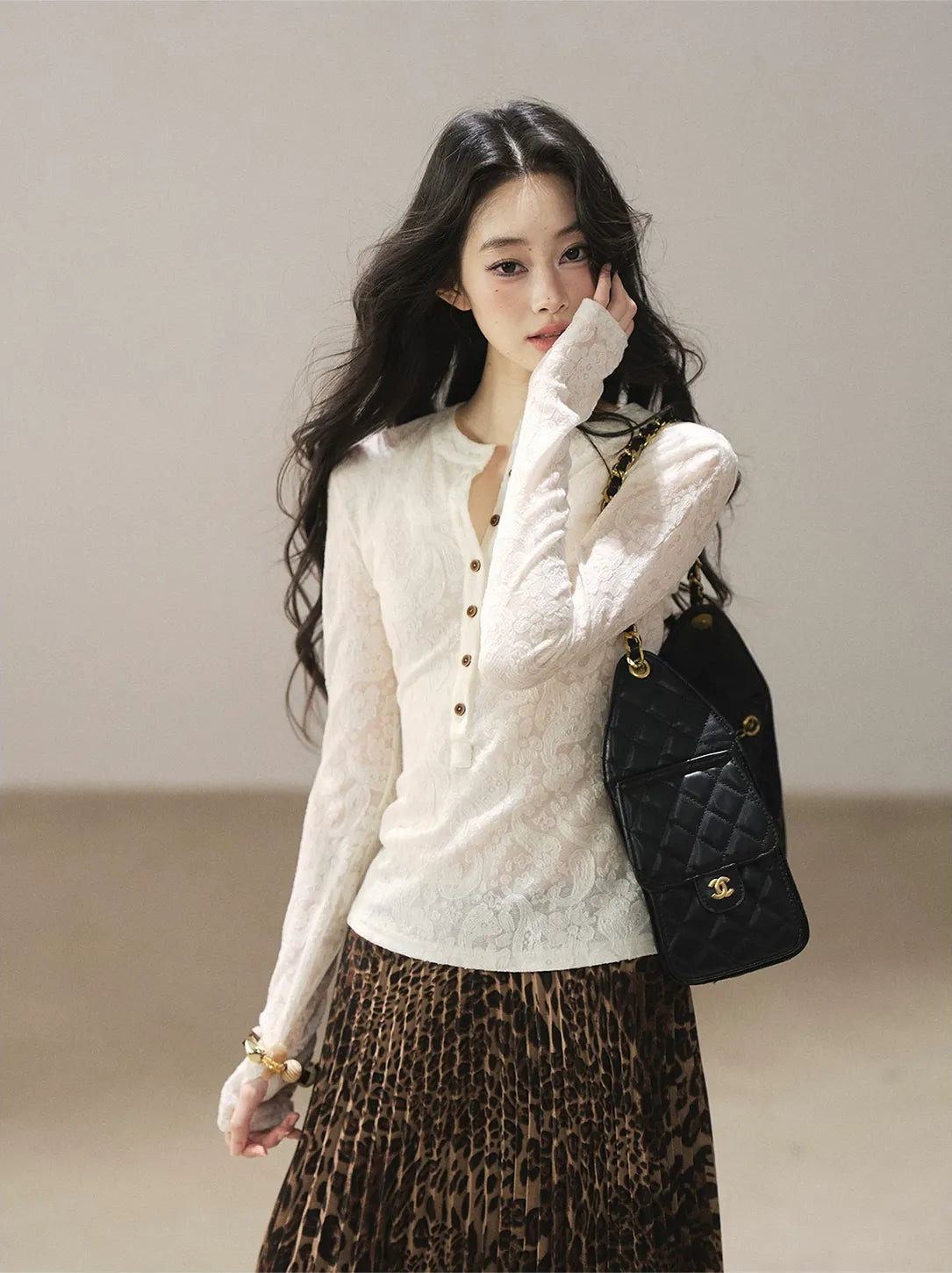 Paisley Jacquard Cropped Wool Top