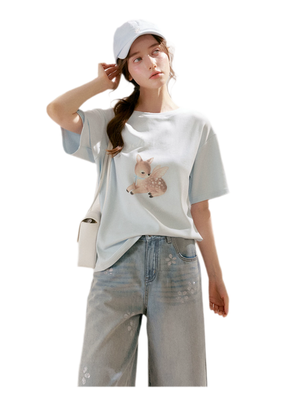 Hand-Painted Deer Tee