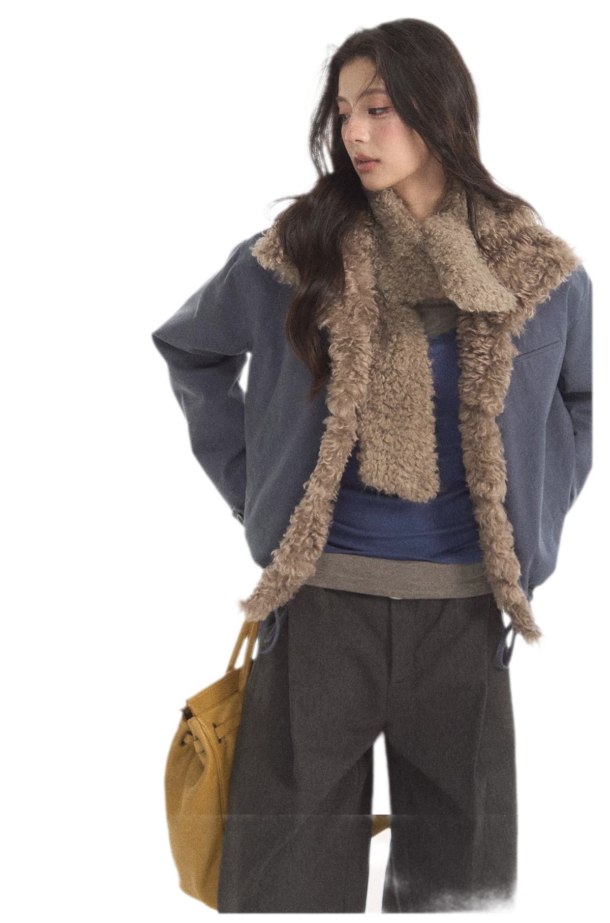 Faux Lamb-Wool Patchwork Jacket