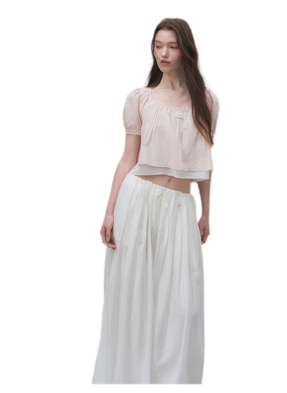 Cotton Lace Trim Cropped Top