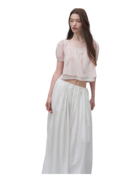 Cotton Lace Trim Cropped Top