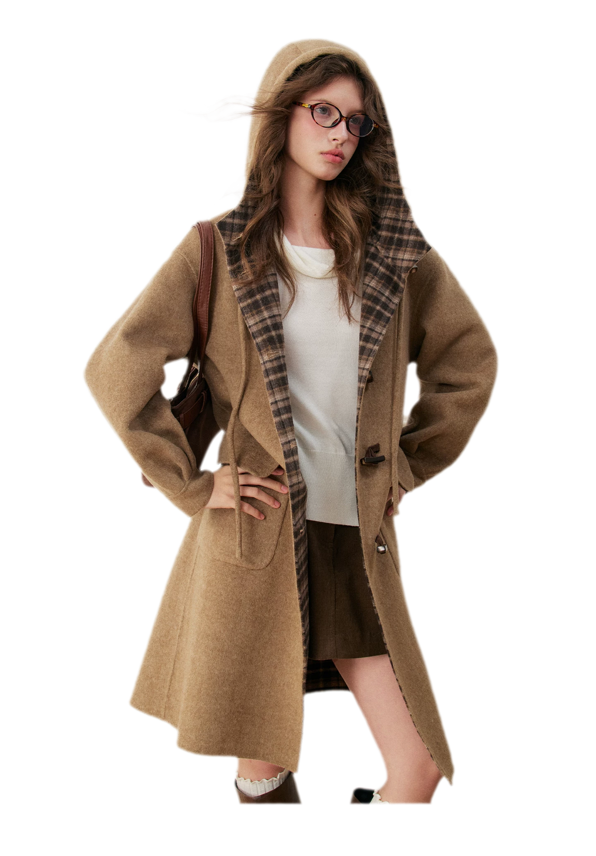 Merino Plaid Toggle Coat