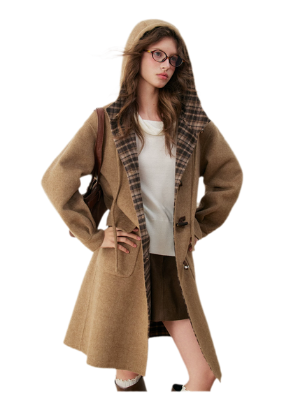 Merino Plaid Toggle Coat