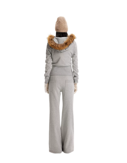 Fur Collar Fitted Jacket Set
