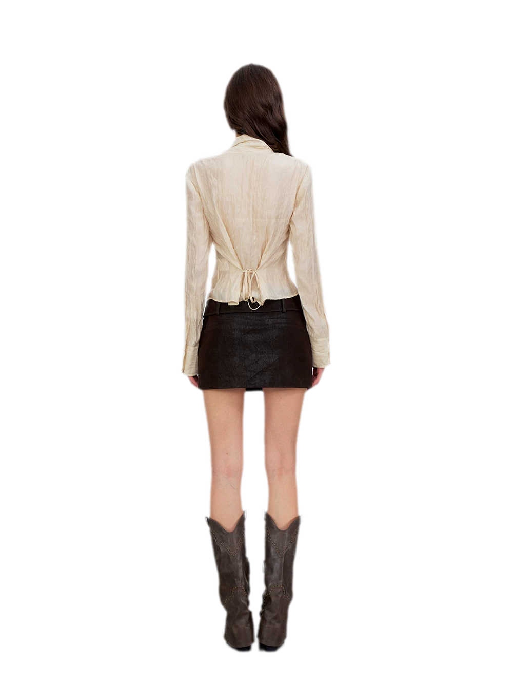 Crinkled Tie Waist Shirt