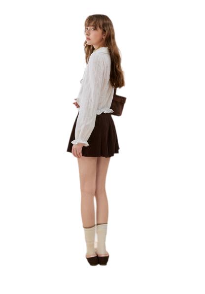 Textured Ruffle Cropped Shirt