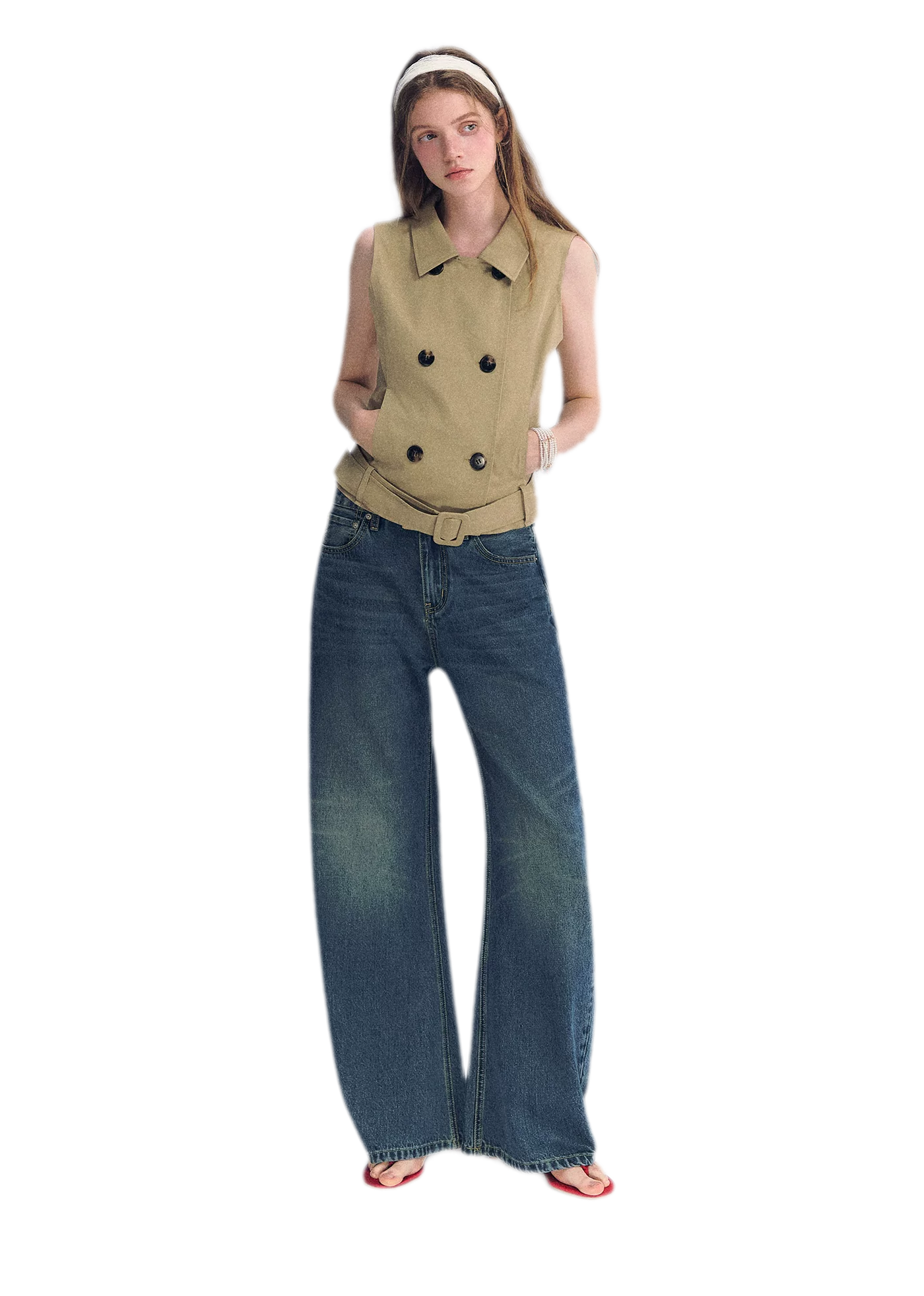 Vintage Wash Wide-Leg Jeans