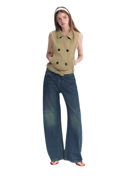 Vintage Wash Wide-Leg Jeans