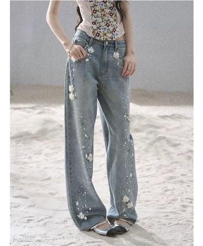 Embellished Wide Leg Jeans