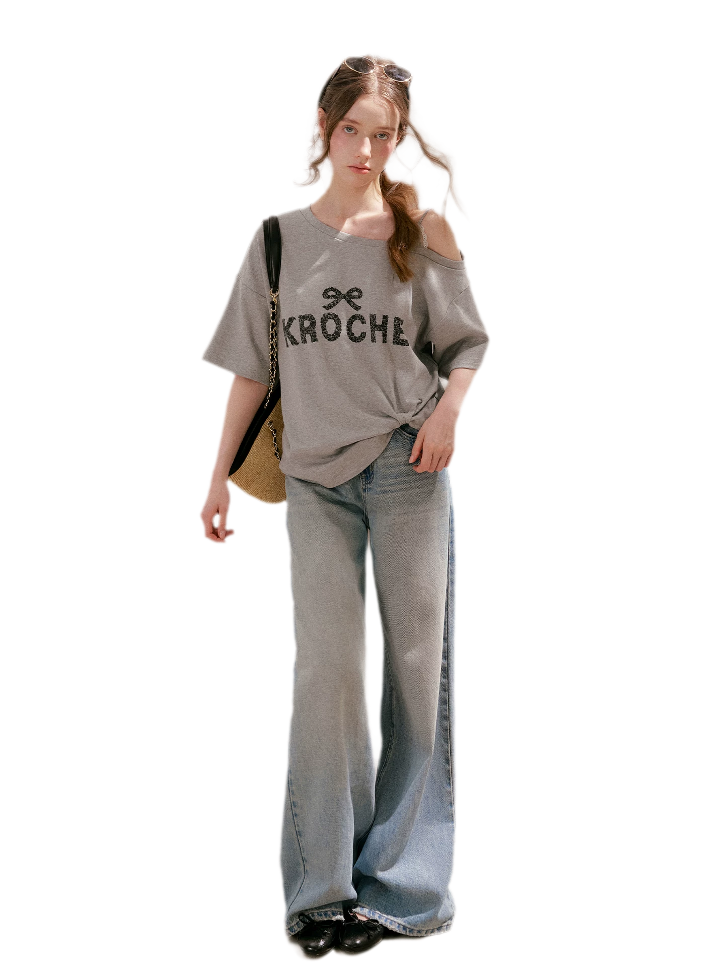 Off-Shoulder Logo T-Shirt