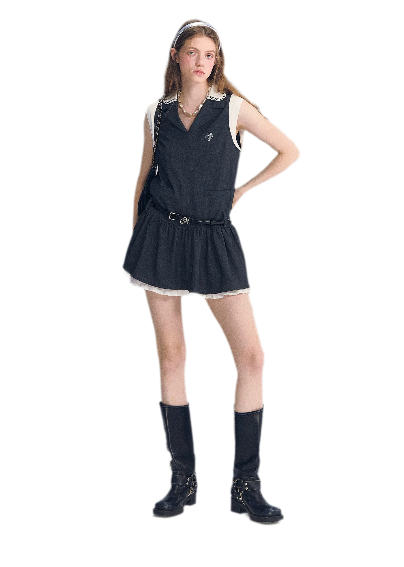 Contrast Collar Cami Dress