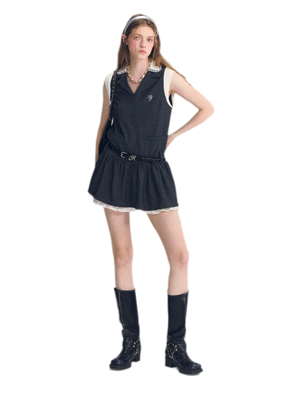 Contrast Collar Cami Dress