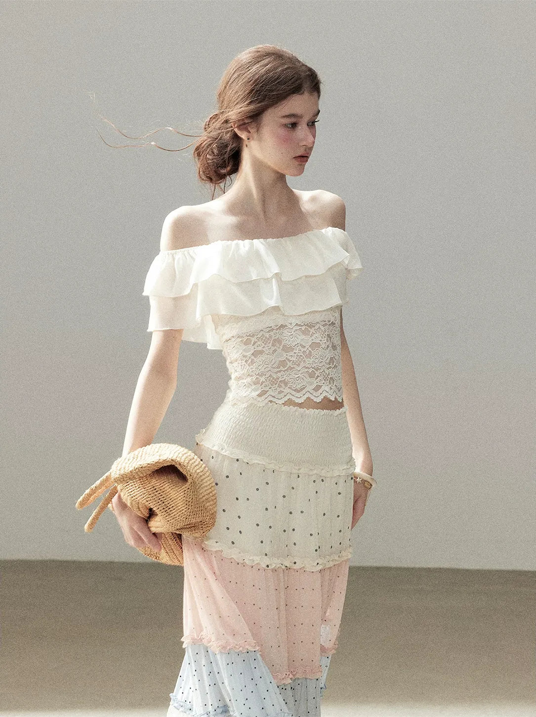 Ruffle Lace Off-Shoulder Top