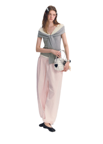 Colorblock Off-Shoulder Tee