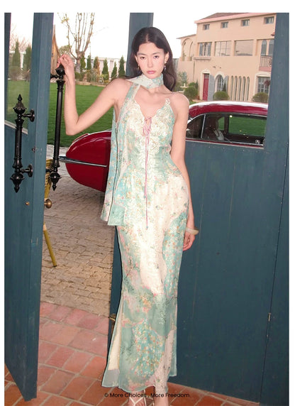 Iris Floral Lace Trim Vintage Dress