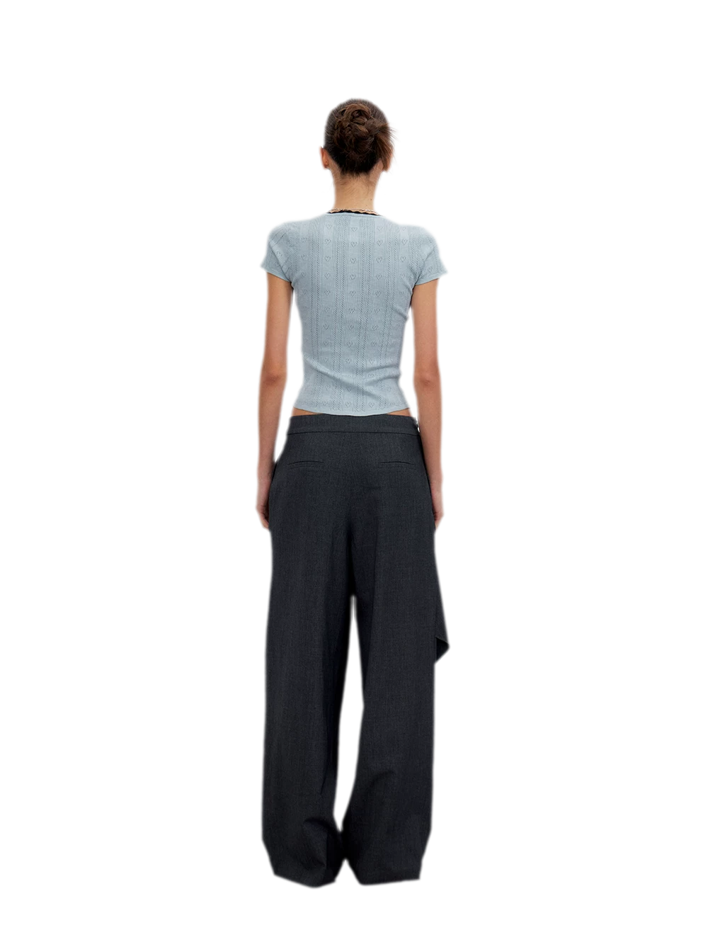 Twisted Overlay Wide-Leg Trousers