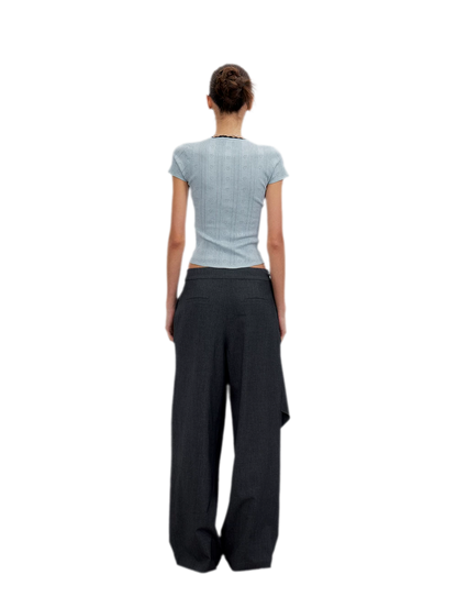 Twisted Overlay Wide-Leg Trousers