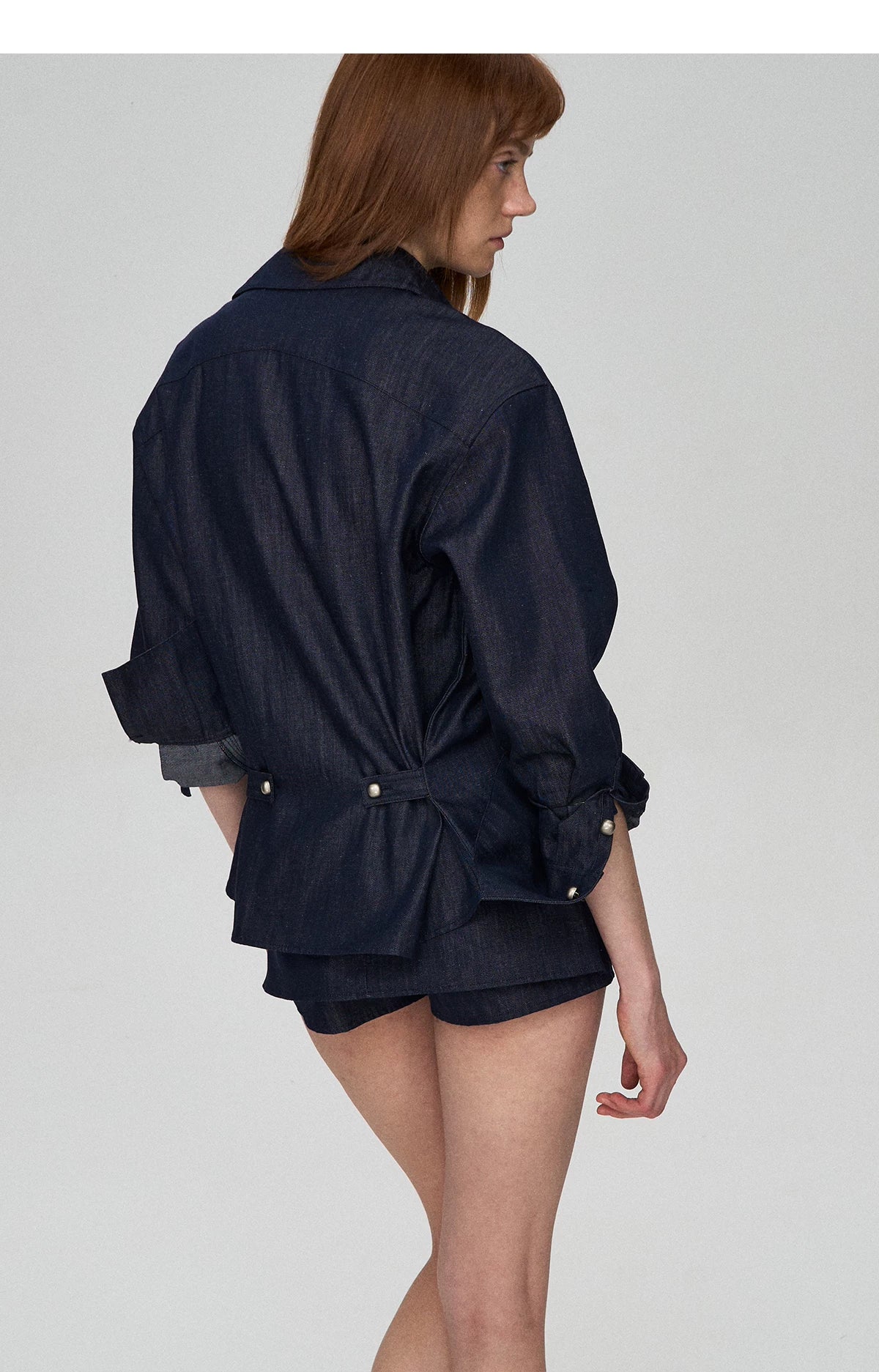 Tencel Linen Denim Shirt &amp; Low-Waist Skirt