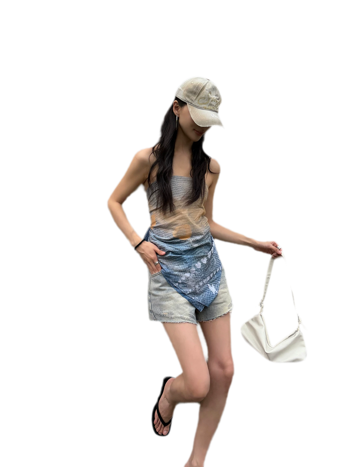 Denim Print Silk Scarf