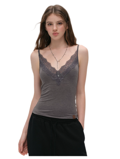 Lace Trim Built-In Bra Cami