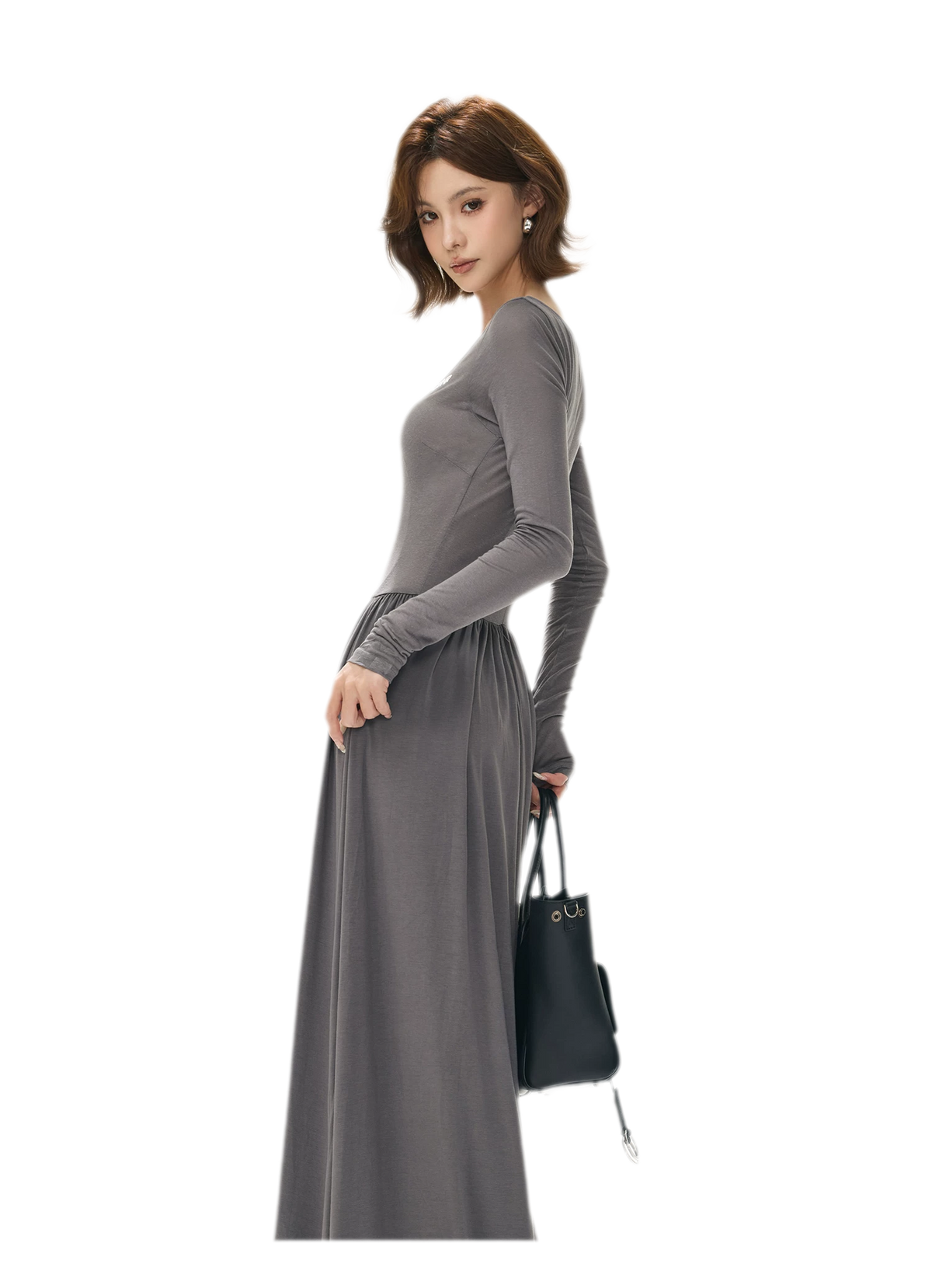 Vintage Square-Neck Paneled Maxi Dress
