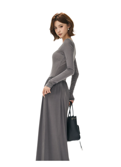 Vintage Square-Neck Paneled Maxi Dress